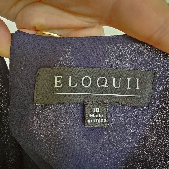 Eloquii Navy Long Sleeved Abstract Floral Dress - Picture 9 of 10